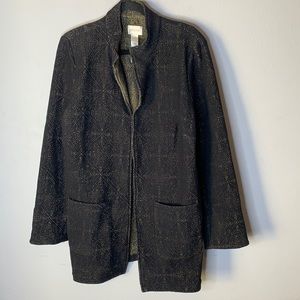 Chico’s black metallic gold knit jacket 2 large 12